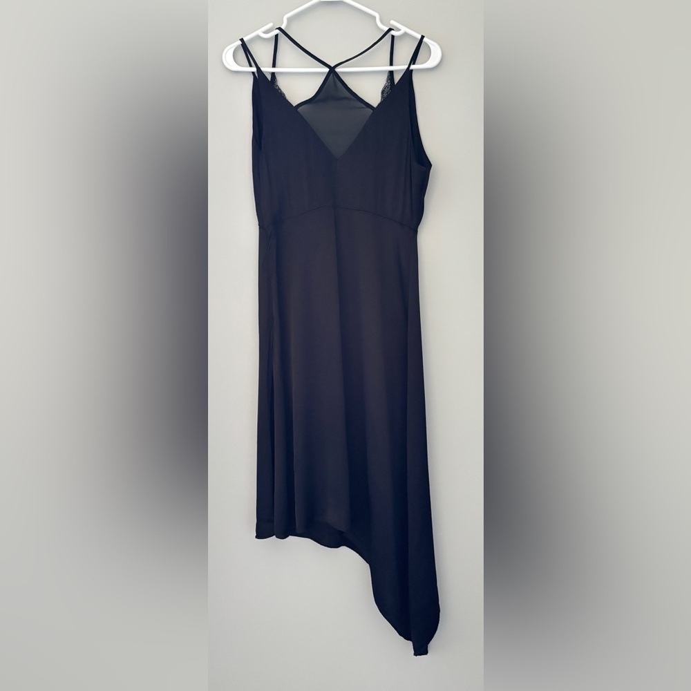 Zara Baby Doll Slip Dress Asymmetrical Strappy Dark Romantic Feminine Black Med - Picture 4 of 12